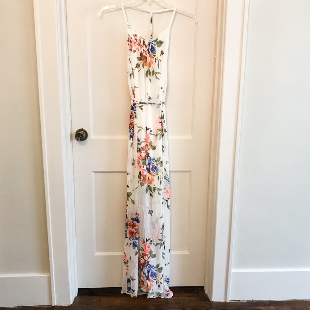 White floral maxi dress